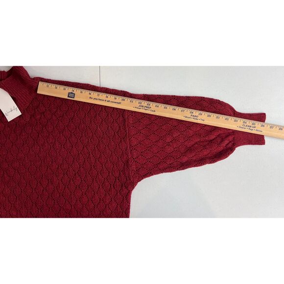 Wonderly Women's Long Sleeve Pointelle Mock Neck Tunic Sweater Red Size M - NWT - Picture 10 of 11